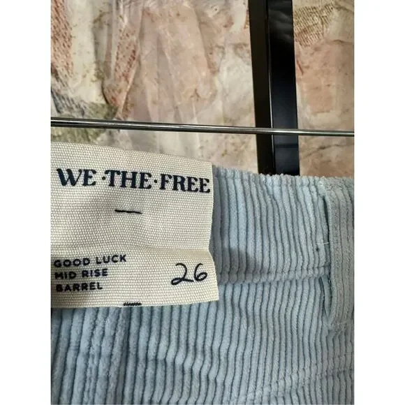 Free People We The Free Good Luck Mid-Rise Cord Barrel Jeans Size 26 - Picture 4 of 5